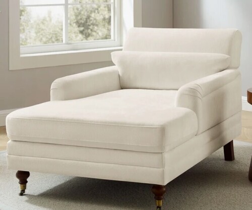 Charlton Home Erbes 37.01" W Chenille Upholstered Solid Wood Chaise Lounge New in Box $699