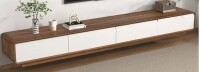 Fushimuma Wall-Mounted/Floor Standing TV Stand For Tvs Up To 100", Floating Media Console With 2 Drawers And 2 Cabinets Walnut/White New in Box $999