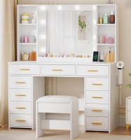 Latitude Run Adriel Makeup Vanity With Lights & 11 Drawers New in Box $499