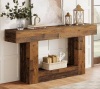 BYBLight Turrella 63 in. Mixed Brown Rectangle Wood Console Table with U Shaped Base New in Box $399