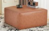 English Elm Upholstered Square Pu Leather Ottoman with Coil Spring Support New in Box $299