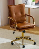 Mercer41 Abba Leather Task Chair with Padded Arms in Camel New in Box $499