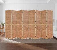 Seafuloy 67 in. H x 141 in. W Natural 8-Panel Bamboo Removable Room Divider w/ Swivel Support Legs, Indoor Privacy Screen Panels New In Box $399
