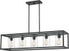 Quoizel New Harbor 38" Outdoor Linear Chandelier, Old Bronze, 5-Light, Clear Seeded Glass Shades, ETL Damp Rated New In Box $799