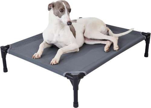 Pettycare Elevated Outdoor Dog Bed - Raised Cot for Large Dogs, Heavy Duty Pet Cot Waterproof, Cooling, Washable Breathable Teslin Mesh, Durable, Non Slip, 49" x 33" x 9", Grey $99