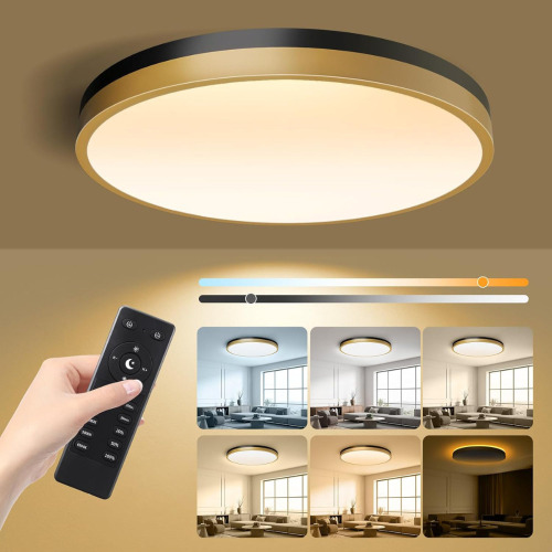 C&G Home 13 Inch Flush Mount Ceiling Light With Remote Control & Night Light, 5CCT Dimmable Ceiling Light Fixture, 25W 2500LM 2700K-6500K Adjustable LED Ceiling Lights For Bedroom Kitchen Living Room $299
