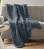 Kelly Clarkson Home Hand Made Chunky Double Knit Throw Blanket -Indigo $199