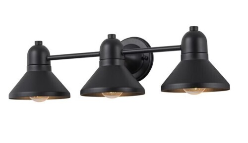 C Cattleya 23.5 in. 3-Light Powder-coated Black Vanity Light Fixture New In Box $199