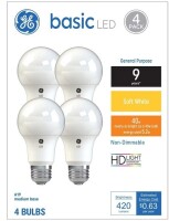 GE 4pk 40W Basic A19 LED Light Bulbs Soft White New In Box
