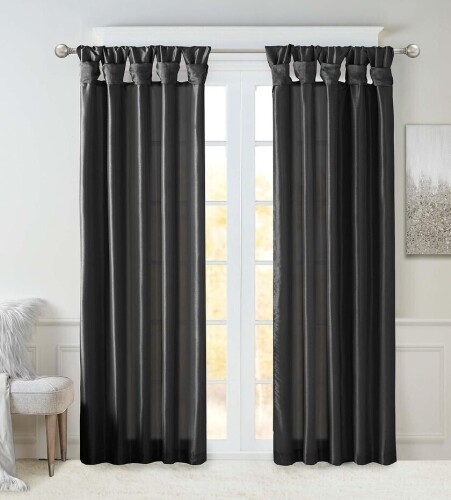 Madison Park Emilia Faux Silk Single Curtain with Privacy Lining Woven Loops DIY Curtain for Living Room Bedroom Dorm 50 in. x 95 in. / Exclusive Home Solano Back Tab Rod Pocket Curtain Panel, 50" x 96", Linen Assorted $79