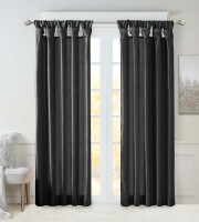 Madison Park Emilia Faux Silk Single Curtain with Privacy Lining Woven Loops DIY Curtain for Living Room Bedroom Dorm 50 in. x 95 in. / Exclusive Home Solano Back Tab Rod Pocket Curtain Panel, 50" x 96", Linen Assorted $79