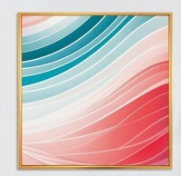 Wrought Studio&trade; Bold Graphic Sunset In Teal And Pink - Modern Geometric Canvas Print, 20" x 20" / Ivy Bronx "Baked Paintstrokes III" Canvas, 24.5" H x 18.5" W New In Box Assorted $199