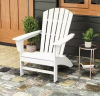 POLYWOOD Grant Park Traditional Curveback White Plastic Outdoor Patio Adirondack Chair New In Box $399