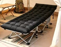 SEEUTEK Outdoor Folding Cot for Camp with Carry Bag Portable Sleeping Camping Cot, Black Bed Plus Black Pad New In Box $199