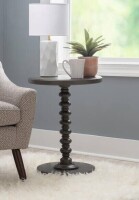 Linon Home Decor Spencer 17 in. Dark Gray Round Wood End Table New In Box $199