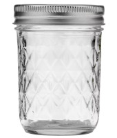 Ball 8 oz Glass Regular Mouth Quilted Mason Jar with Lid New