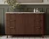 Highbury Furnishings Havana 54" Single Bathroom Vanity in Brown Reeded Birch | Carrara Marble Countertop New in Box $2299