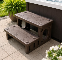 XtremepowerUS Universal Multi Purpose 2-Step Spa Hot Tub Pool Outdoor Indoor Camper RV Deck Steps Sided Step for Porch, Patio, Deck, Bathtub, Swimming Pool Mocha New In Box $199