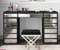 Everly Quinn 51" Hollywood Style Mirrored Makeup Vanity with 13 Drawers New in Box $1299