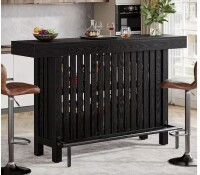 Tribesigns Adan 63 in. Home Black Wood Modern 2-Tier Bar Table Footrest Corner Mini Coffee Bar Cabinet Bar Unit New in Box $499