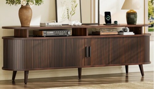 Orren Ellis 70" Storage TV Stand With Power Outlet and Shelves, Modern TV Console, Mid-Century Entertainment Center and Media Console for TVs 55" - 85" New in Box $499