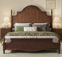 Lark Manor Bilal Traditional King Size Solid Wood Four Poster Bed,Walnut New in box $899