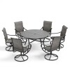 Phi Villa Black 7-Piece Metal Outdoor Dining Set with Round Table and Textilene Swivel Chairs, (4 Boxes), New in Box $1,299
