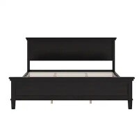 ModernLuxe Assembly Required MidCentury Modern Wood Platform BedFarmhouse Style Bed Frame with Headboard and Wood Slat Support No Box Spring Needed King Size Charcoal Black, New in Box $499