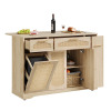 Garvee Compact Rolling Rattan Kitchen Island Cart with Drop Leaf &ndash; Tilt-Out Trash Cabinet, Storage Drawers, Spice Rack, 2-Door Storage, Mobile Table, Natural Wood Color, New in Box $599