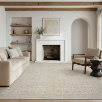 Canora Grey 9' x 12' Beige Vintage-Inspired Washable Non-Slip Area Rug, New Floor Model $499