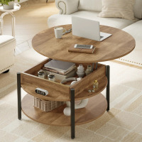17 Stories Wynny Round Lift-Top Wood Coffee Table with Storage, New in Box $299
