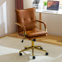 Mercer41 Dareece Leather Task Chair with Padded Arms, Camel PU, New in Box $299