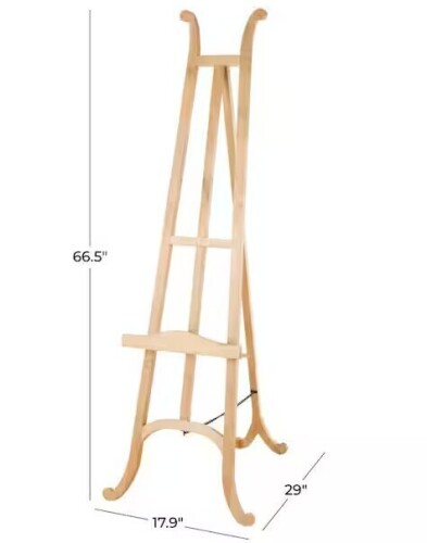 Litton Lane Light Brown Wood Tall Easel with Chain Support New in Box $399