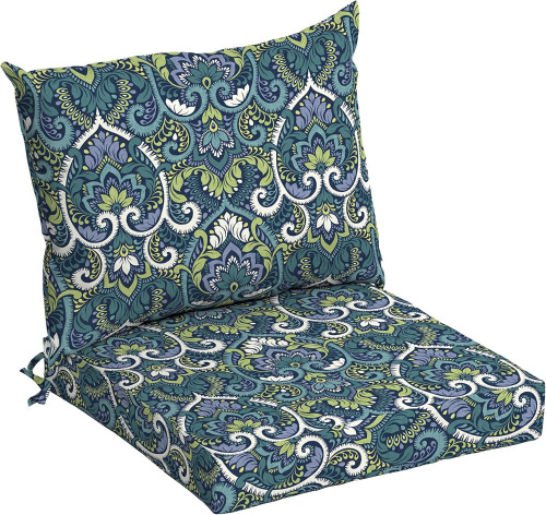 Arden 23"x17" Outdoor Dining Chair Cushion Set Sapphire Aurora Blue Damask: Fade & Water-Resistant Patio Seat New In Box $89