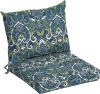 Arden 23"x17" Outdoor Dining Chair Cushion Set Sapphire Aurora Blue Damask: Fade & Water-Resistant Patio Seat New In Box $89