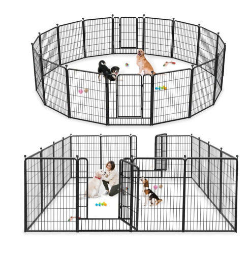 Giantex 48 inch Dog Fence with Door, 16 Panels Dog Playpen for Outside Large Dogs, Portable Pet Playpen Fencing Enclosures, Heavy Duty Metal Camping Fences for the Yard (16 Panels, 48 inch) New In Box $299