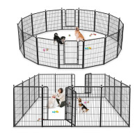 Giantex 48 inch Dog Fence with Door, 16 Panels Dog Playpen for Outside Large Dogs, Portable Pet Playpen Fencing Enclosures, Heavy Duty Metal Camping Fences for the Yard (16 Panels, 48 inch) New In Box $299