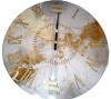 East Urban Home Beige And Gold Marble Lightning III - Abstract Golden Face Wall Clock New In Box $299 - 2
