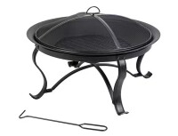 Hampton Bay Sadler 29.33 in. D 19.21 in. H Round Steel Wood Fire Pit in Bronze with Spark Screen and Poker $199