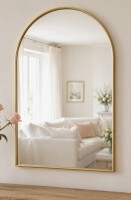 Latitude Run&reg; 24 in. W x 36 in. H Arched Wall Mirror Gold Metal Framed Vanity Mirror for Bathroom, Entryway, Living Room New In Box $299