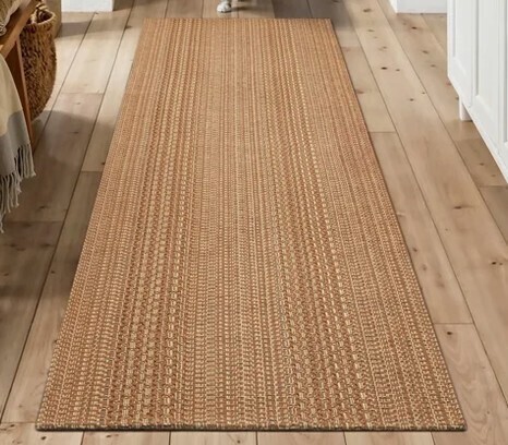 Prep & Savour 2'x6' Washable Runner Rug, Textured Natural Woven Low-Profile Hallway Runner with Non-Slip Backing, Neutral Light Brown, for Kitchen, Laundry Room, Entryway $99