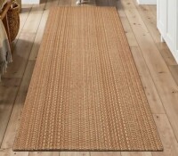 Prep & Savour 2'x6' Washable Runner Rug, Textured Natural Woven Low-Profile Hallway Runner with Non-Slip Backing, Neutral Light Brown, for Kitchen, Laundry Room, Entryway $99