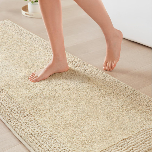 Madison Park Splendor Reversible 100% Cotton Bath Runner, 24 x 72, Natural Tufted Bathroom Rug, 3000 GSM, Hotel Quality, Luxurious Plush, Medium Pile, Absorbent, Quick Dry, OEKO-TEX, Shower Room D&eacute;cor New $99