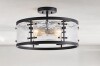 17 Stories Hashvin Black 5-light Water Textured Glass Drum Flush Mount New In Box $299