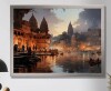 Red Barrel Studio&reg; Beige Grey Indian Art Ghats Of - Indian Art Wall Art Decor, 24" H x 32" W x 1" D New In Box $199