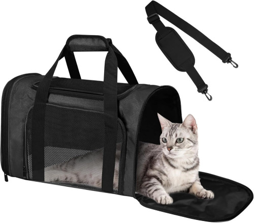 Pet Marvel 20.0"L x 13.0"W x 13.0"H Cat Carrier Soft Up to 28 Lbs, Breathable Pet Bag with Steel Frame Lockable Zippers, Fits Small Big Dog, Kitten, Puppy, Medium Travel Carrying Case for Kennel Car Airline Transport, Black New In Box $79