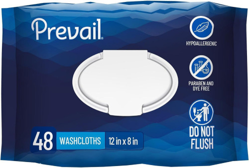Prevail Soft Pack Adult Washcloths - Unisex Adult Incontinence Wipes - Disposable Adult Wipes for Men & Women - 12"x 8", 48 Count New