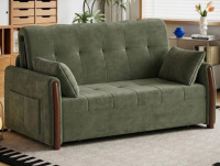 Latitude Run Boneless 62.9 In. Modern Chenille Pull Out Sleeper Sofa Bed With High Density Foam And Side Storage Pockets New in Box $999