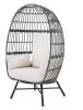 Hampton Bay Breezy Bay Gray Wicker Outdoor Egg Chair with CushionGuard Almond Cushions New in Box $499