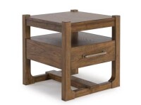 Signature Designs By Ashley Cabalynn 24.38 in. Light Brown Square Wood End Table with Shelf, Drawer New in Box $499